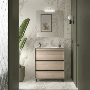 Mueble de baño Attila con 3 cajones y patas a suelo con gran capacidad de almacenamiento - Imagen 4