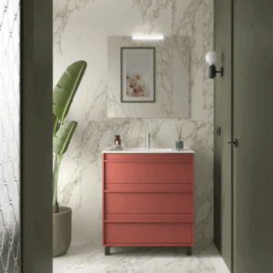 Mueble de baño Attila con 3 cajones y patas a suelo con gran capacidad de almacenamiento