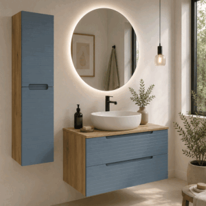 Mueble de baño Roma suspendido con 2 cajones, frontal lacado y tapa de melamina - Imagen 4
