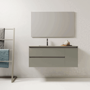 Conjunto mueble de baño suspendido Bahía 100 cm con lavabo Nerea color Arguilla