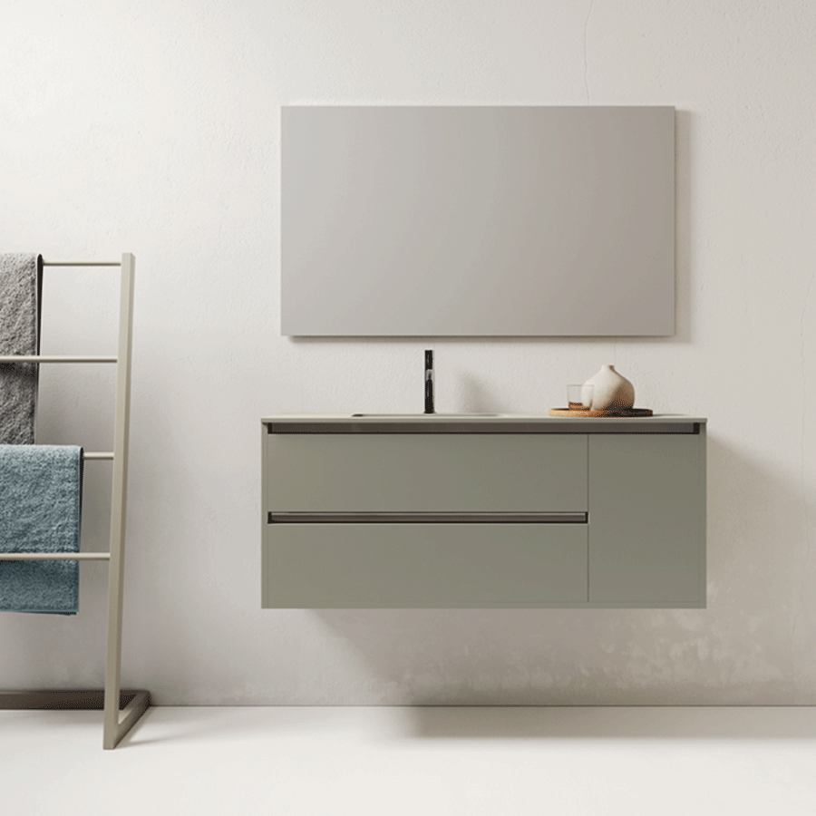 bahia-3 Conjunto mueble de baño suspendido Bahía 100 cm con lavabo Nerea color Arguilla - Imagen 1