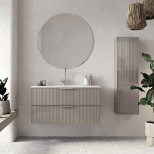 Mueble de baño suspendido Bellagio con lavabo de porcelana en acabado Argilla