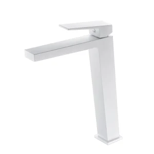 Grifo monomando lavabo caño alto serie Art de Imex, en blanco