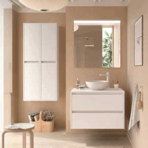 Mueble de baño suspendido Noja con 2 cajones y tapa para lavabo sobre encimera - Imagen 3