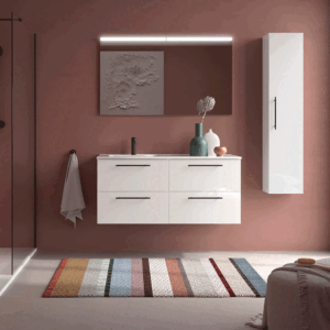 Mueble de baño suspendido Silane con 4 cajones, espejo incluido y lavabo desplazado a izquierda o derecha - Imagen 2