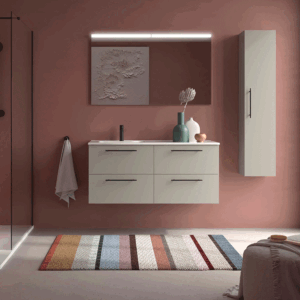Mueble de baño suspendido Silane con 4 cajones, espejo incluido y lavabo desplazado a izquierda o derecha - Imagen 3