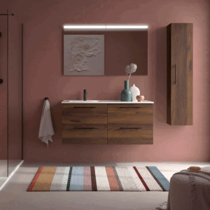 Mueble de baño suspendido Silane con 4 cajones, espejo incluido y lavabo desplazado a izquierda o derecha - Imagen 4