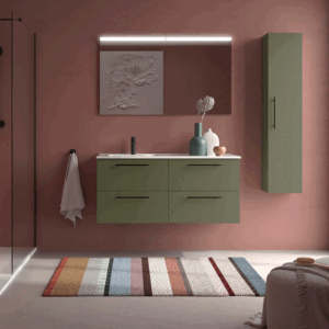 Mueble de baño suspendido Silane con 4 cajones, espejo incluido y lavabo desplazado a izquierda o derecha - Imagen 5