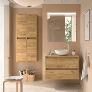 Mueble de baño suspendido Noja con 2 cajones y tapa para lavabo sobre encimera