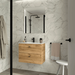 Conjunto de baño Inara suspendido con 2 cajones y lavabo porcelánico