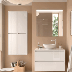 Mueble de baño suspendido Noja con 2 cajones y tapa para lavabo sobre encimera - Imagen 4