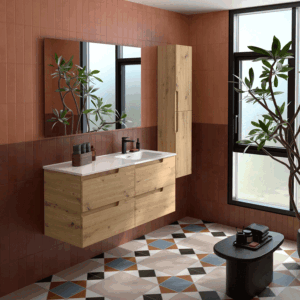 Conjunto de baño Vima 120 cm con 4 cajones y lavabo porcelánico desplazado – izquierda o derecha - Imagen 4