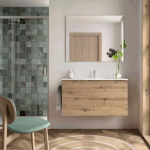 Conjunto de baño Vima suspendido con 2 cajones y lavabo de porcelana - Imagen 7