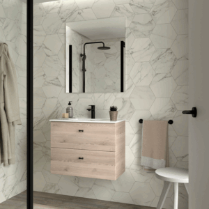 Conjunto de baño Inara suspendido con 2 cajones y lavabo porcelánico - Imagen 6