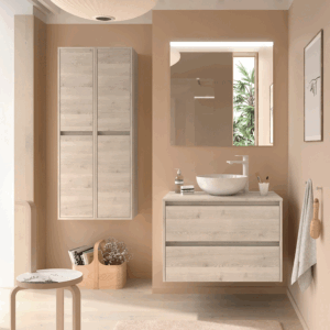 Mueble de baño suspendido Noja con 2 cajones y tapa para lavabo sobre encimera - Imagen 8