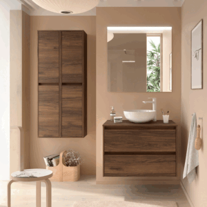 Mueble de baño suspendido Noja con 2 cajones y tapa para lavabo sobre encimera - Imagen 2