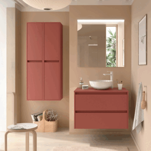Mueble de baño suspendido Noja con 2 cajones y tapa para lavabo sobre encimera - Imagen 6
