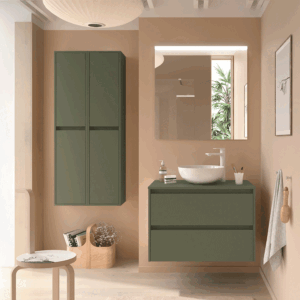 Mueble de baño suspendido Noja con 2 cajones y tapa para lavabo sobre encimera - Imagen 5