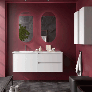 Mueble de baño Noja 120 cm con 2 cajones, 2 puertas y lavabo desplazado - Imagen 8
