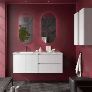 Mueble de baño Noja 120 cm con 2 cajones, 2 puertas y lavabo desplazado - Imagen 7