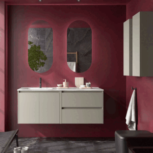 Mueble de baño Noja 120 cm con 2 cajones, 2 puertas y lavabo desplazado - Imagen 6