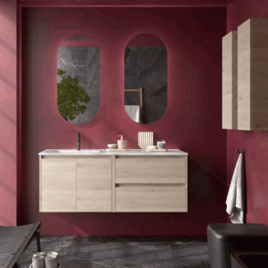 Mueble de baño Noja 120 cm con 2 cajones, 2 puertas y lavabo desplazado - Imagen 5