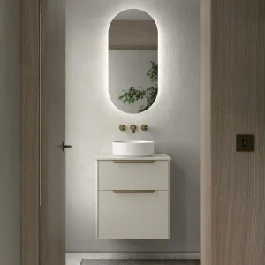 Conjunto de baño Luva con encimera para lavabo sobre encimera, en blanco, ambientado en baño, vista 9
