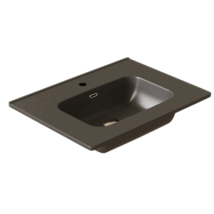 Conjunto de mueble de baño suspendido Bahía 80 cm con lavabo cerámico negro - Imagen 3