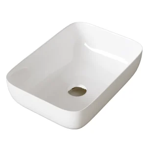 Mueble de baño dos cajones suspendido Bahía 80 cm con encimera, detalle del lavabo en blanco