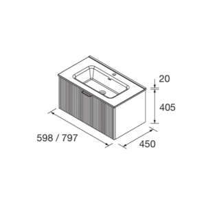 Mueble de baño Biba con un cajón y lavabo porcelánico - Imagen 5