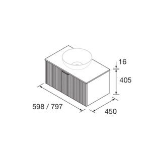 Conjunto de baño Biba con 2 cajones y encimera para lavabo sobre encimera - Imagen 7