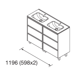 Mueble de baño Noja con 6 cajones, doble lavabo porcelánico y patas - Imagen 10