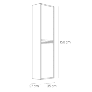 Columna de baño auxiliar suspendida 150 cm – almacenamiento para baño - Imagen 4