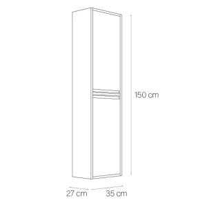 Columna de baño auxiliar suspendida 150 cm – almacenamiento para baño, plano con medidas