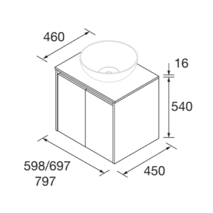 Mueble de baño suspendido Noja con tapa para lavabo sobre encimera - Imagen 10