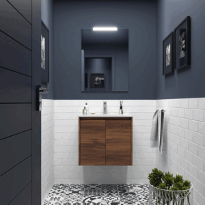 Mueble de baño Noja suspendido con lavabo de porcelana y 2 puertas