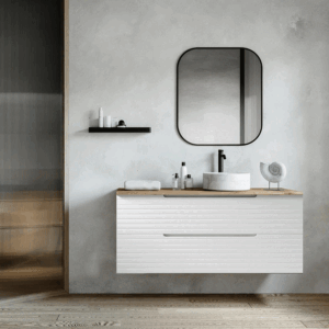 Mueble de baño Roma suspendido con 2 cajones, frontal lacado y tapa de melamina - Imagen 7