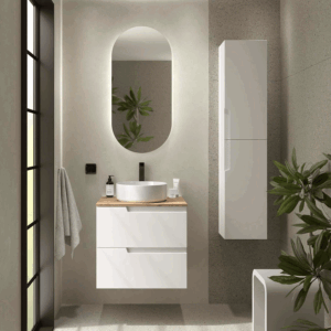 Conjunto de baño Vima suspendido en blanco con encimera Roble Montana - Imagen 2