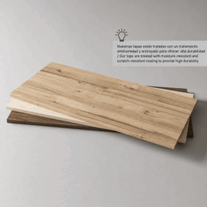 Mueble de baño Paris blanco suspendido con 2 cajones y tapa de melamina para lavabo sobre encimera - Imagen 5