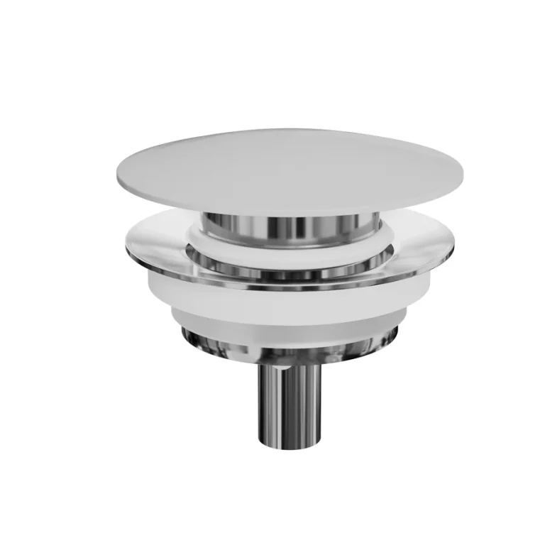 Válvula Click Clack para lavabo con tapa solid surface en blanco mate