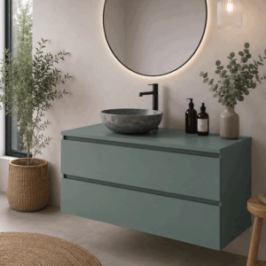 Mueble de baño Kalua suspendido con dos cajones y diseño moderno en lacado o melamina - Imagen 8