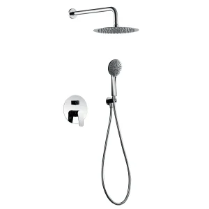 Conjunto de ducha monomando empotrado Bélgica IMEX | Ducha de pared negro mate o cromo, con rociador redondo