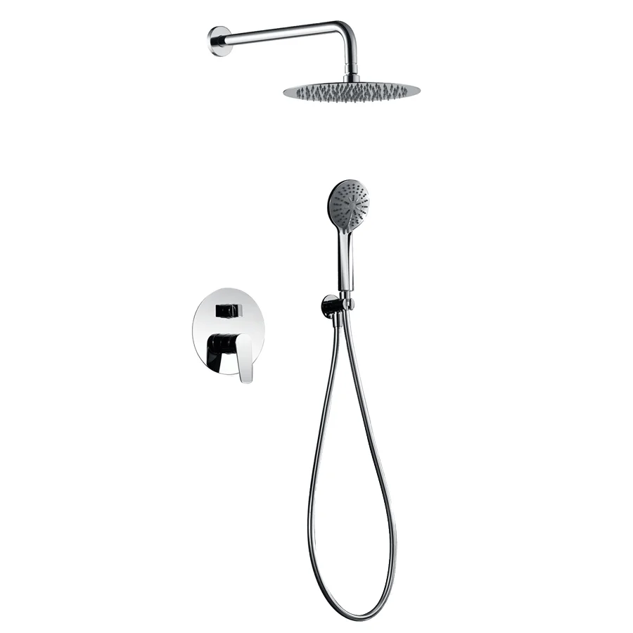 Conjunto de ducha monomando empotrado Bélgica IMEX | Ducha de pared negro mate o cromo, con rociador redondo