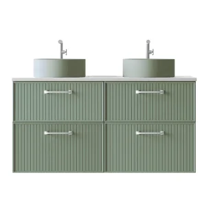 Mueble de baño suspendido Carmen 80 cm con lavabo Aire y 2 cajones, en verde