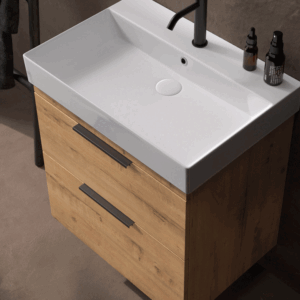Mueble de baño Elena con lavabo One 60cm, diseño moderno integrado en porcelana - Imagen 2