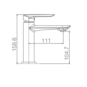 Grifo monomando para lavabo Ural IMEX, plano con medidas