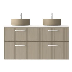 Mueble de baño suspendido Carmen 80 cm con lavabo Aire y 2 cajones, en beige
