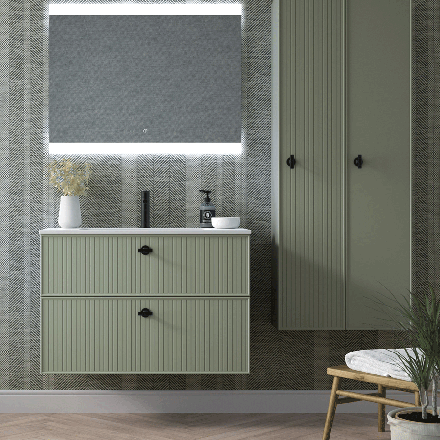 7 Mueble de baño suspendido Carmen 80 cm con lavabo Aire y 2 cajones - Imagen 1