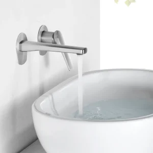 Grifo empotrado de lavabo monomando serie Delos de Imex, en cromo, ambientado en baño, vista 19