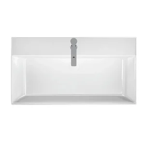 Mueble de baño Elena con lavabo One 60cm, diseño moderno integrado en porcelana, vista desde arriba en blanco